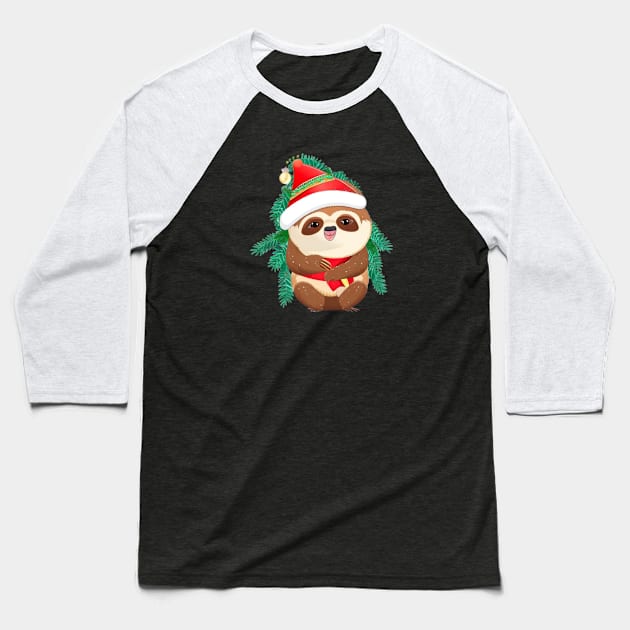 funny santa sloth Baseball T-Shirt by halazidan
